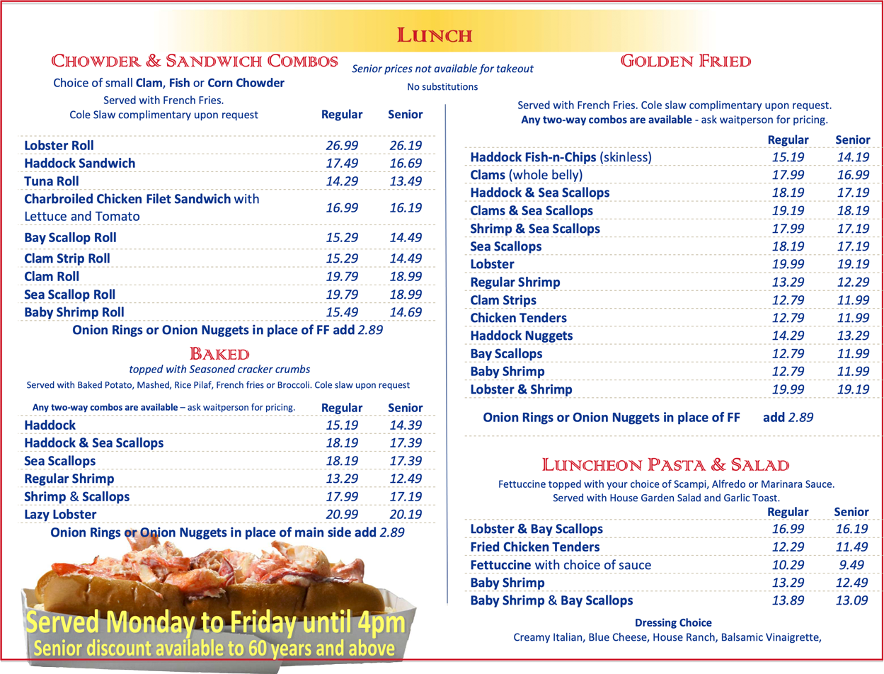 Lunch menu