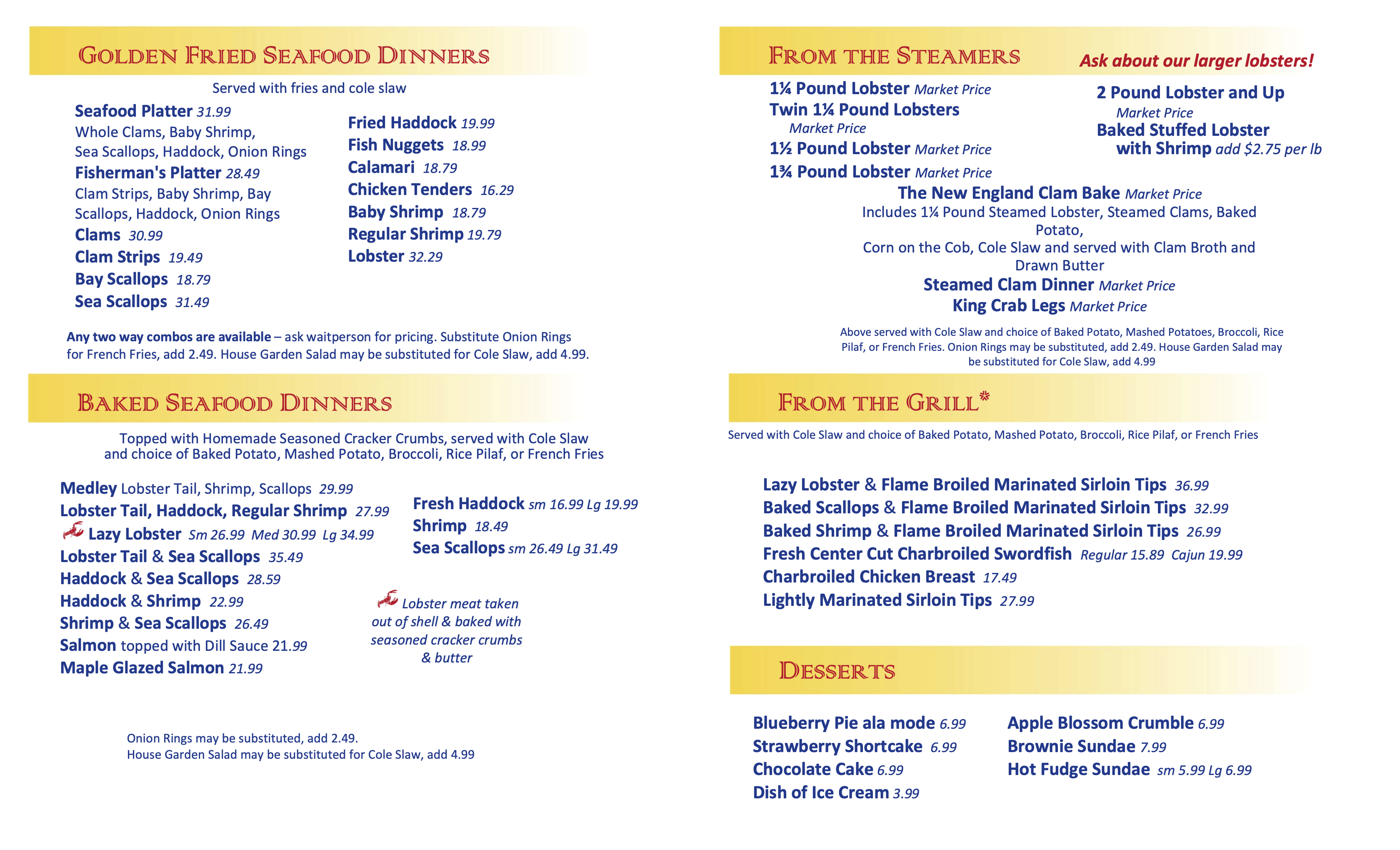 Dinners and Desserts