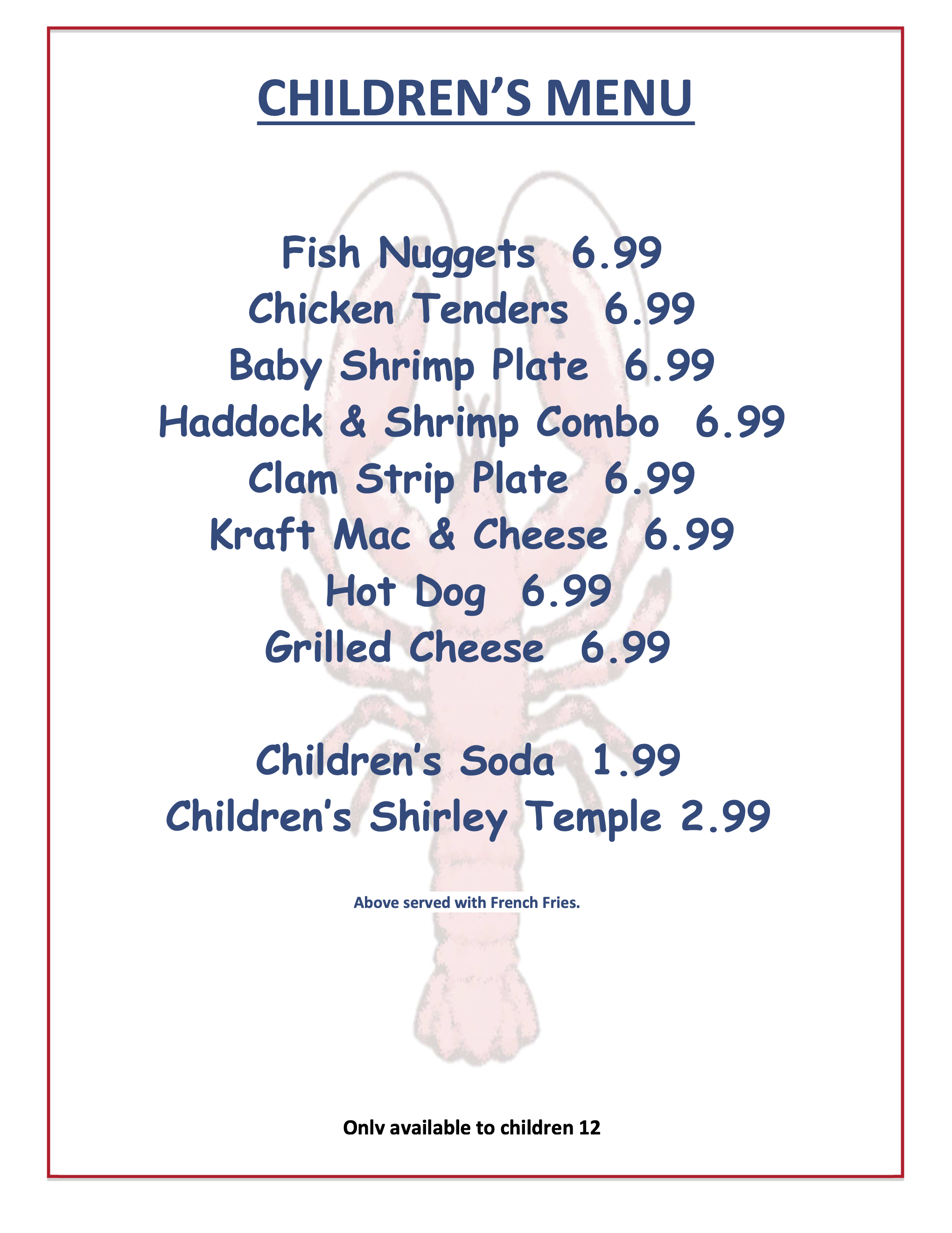Childrens Menu
